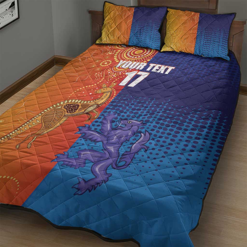 Custom Scotland and Australia Rugby Quilt Bed Set Wallabies Thistle Together