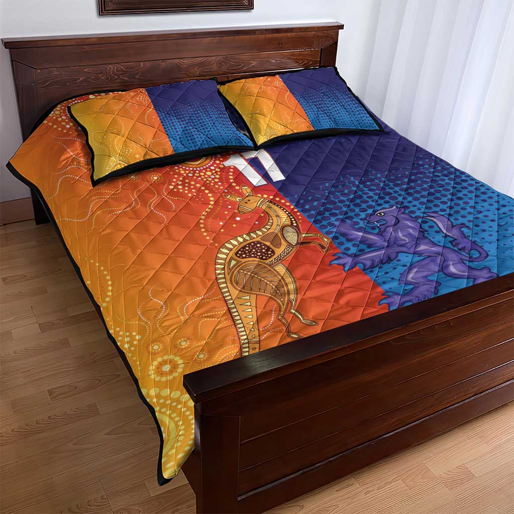 Custom Scotland and Australia Rugby Quilt Bed Set Wallabies Thistle Together
