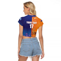 Custom Scotland and Australia Rugby Raglan Cropped T Shirt Wallabies Thistle Together