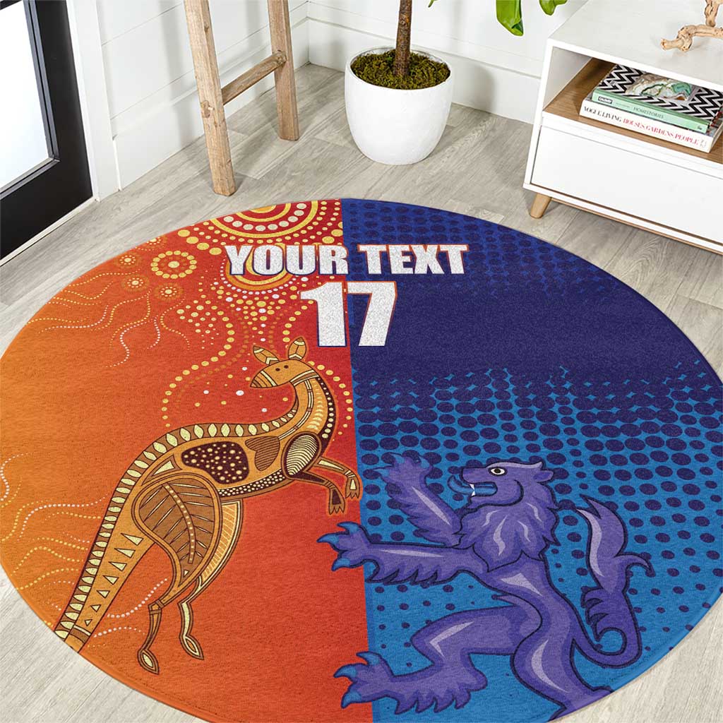 Custom Scotland and Australia Rugby Round Carpet Wallabies Thistle Together