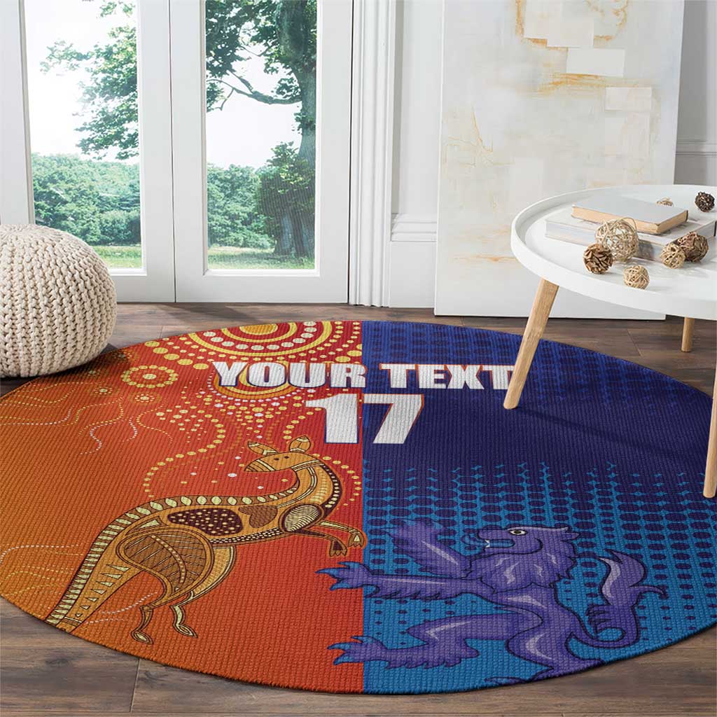 Custom Scotland and Australia Rugby Round Carpet Wallabies Thistle Together