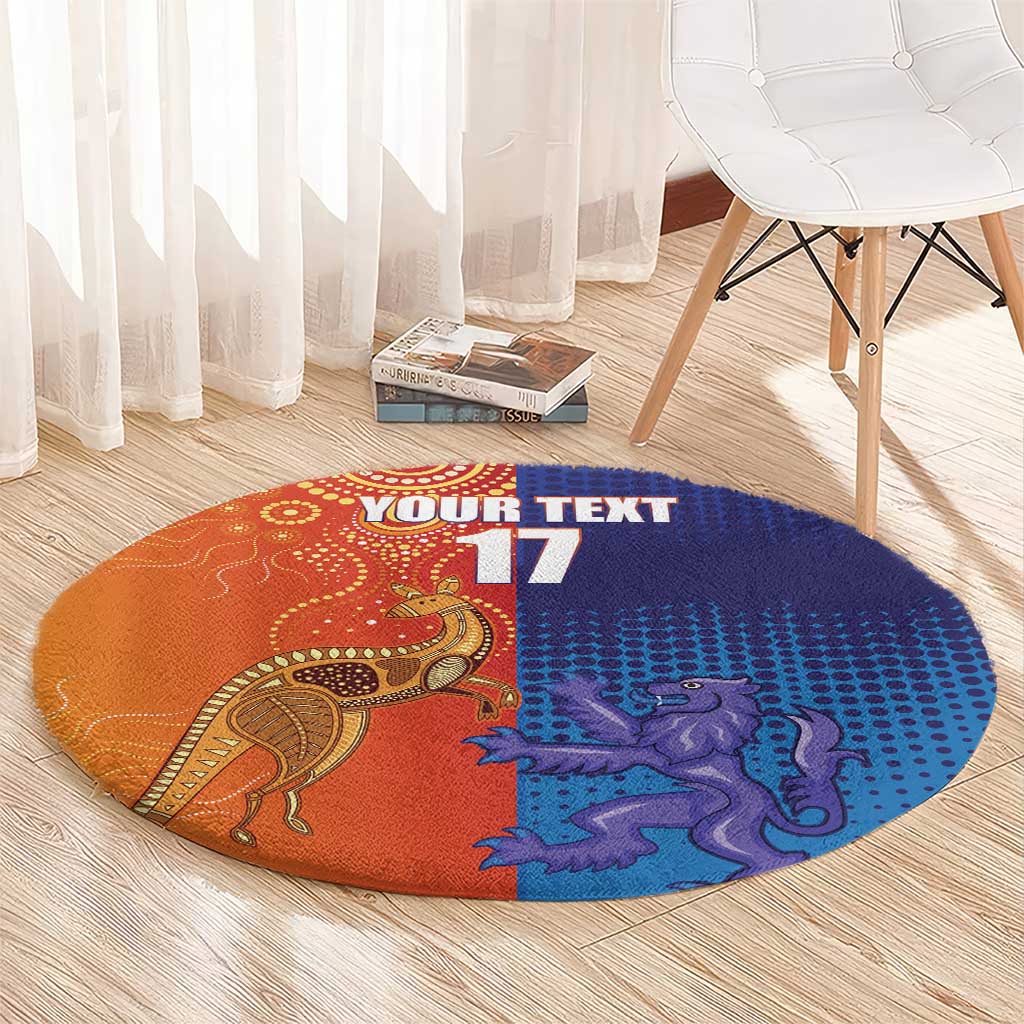 Custom Scotland and Australia Rugby Round Carpet Wallabies Thistle Together
