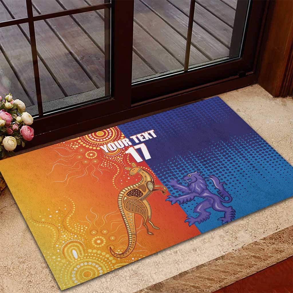 Custom Scotland and Australia Rugby Rubber Doormat Wallabies Thistle Together