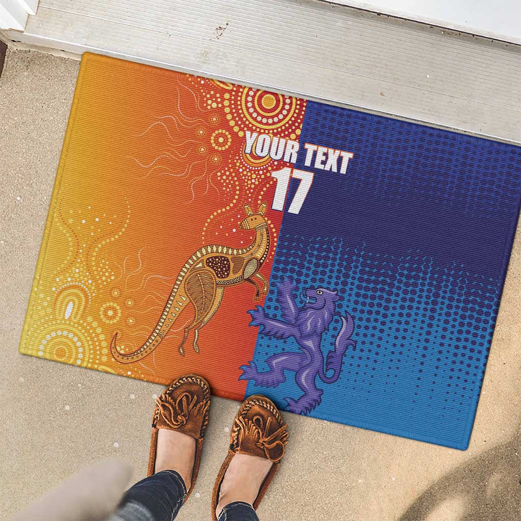 Custom Scotland and Australia Rugby Rubber Doormat Wallabies Thistle Together