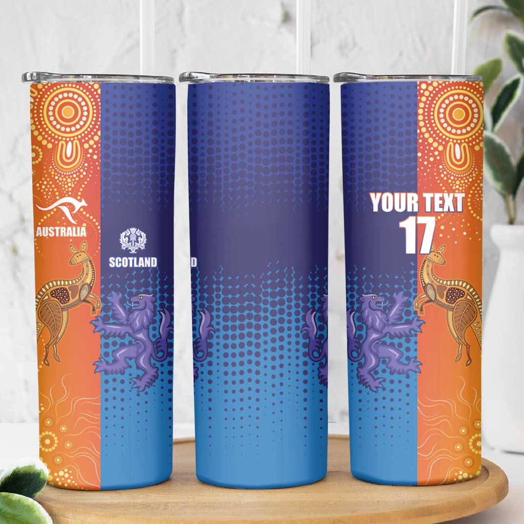 Custom Scotland and Australia Rugby Skinny Tumbler Wallabies Thistle Together