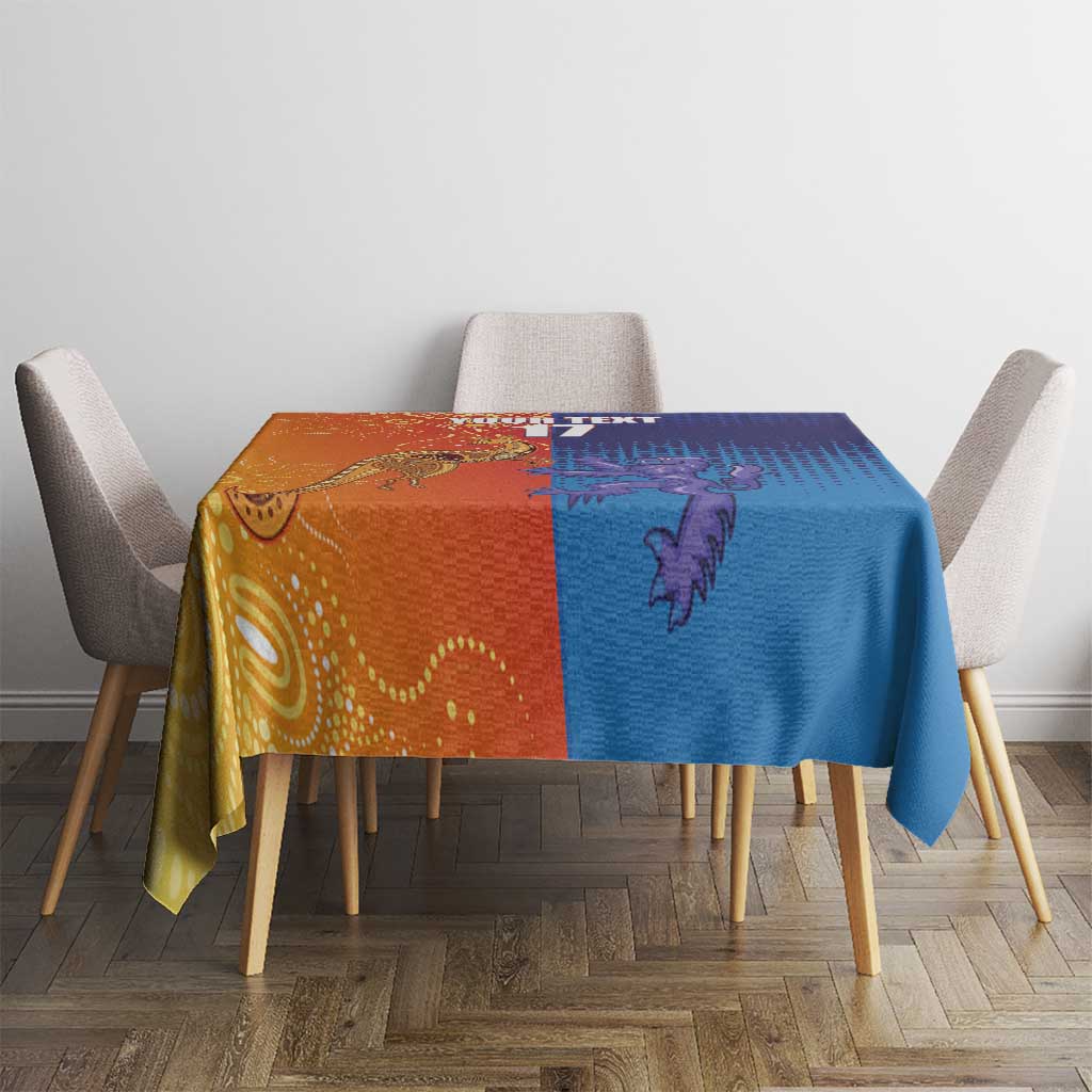 Custom Scotland and Australia Rugby Tablecloth Wallabies Thistle Together