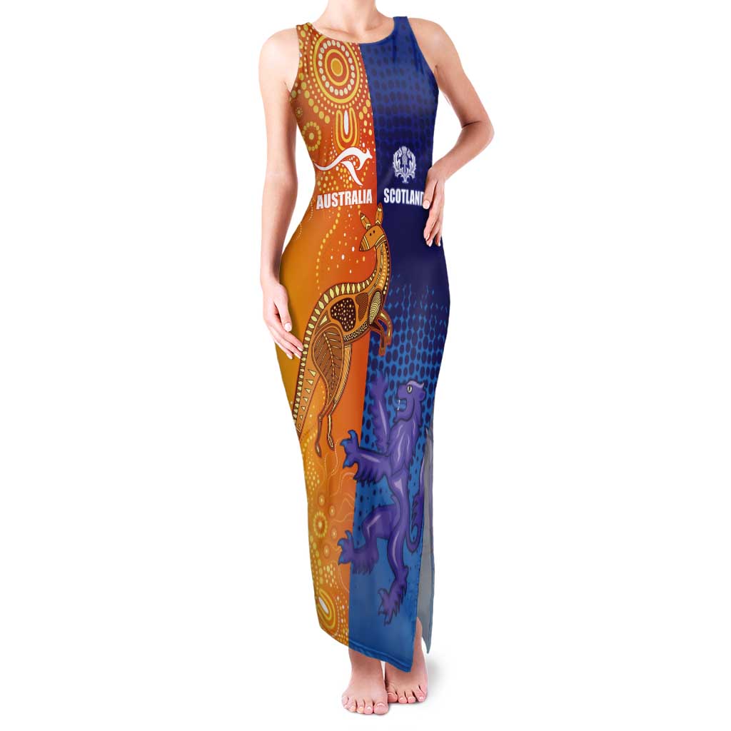 Custom Scotland and Australia Rugby Tank Maxi Dress Wallabies Thistle Together