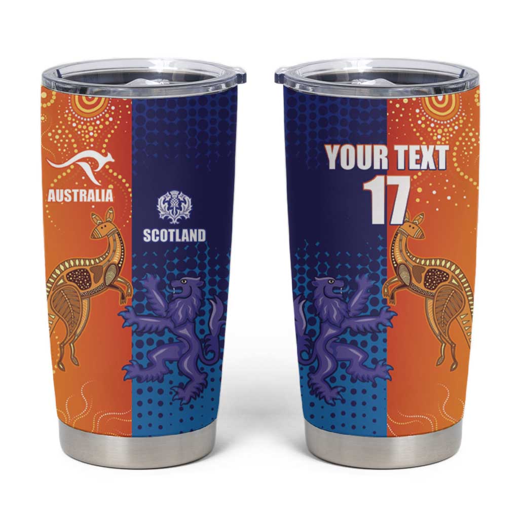 Custom Scotland and Australia Rugby Tumbler Cup Wallabies Thistle Together