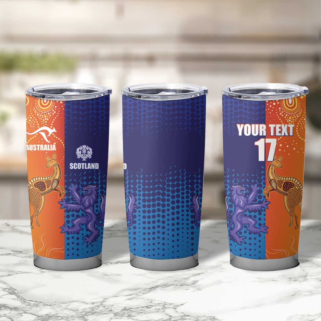 Custom Scotland and Australia Rugby Tumbler Cup Wallabies Thistle Together