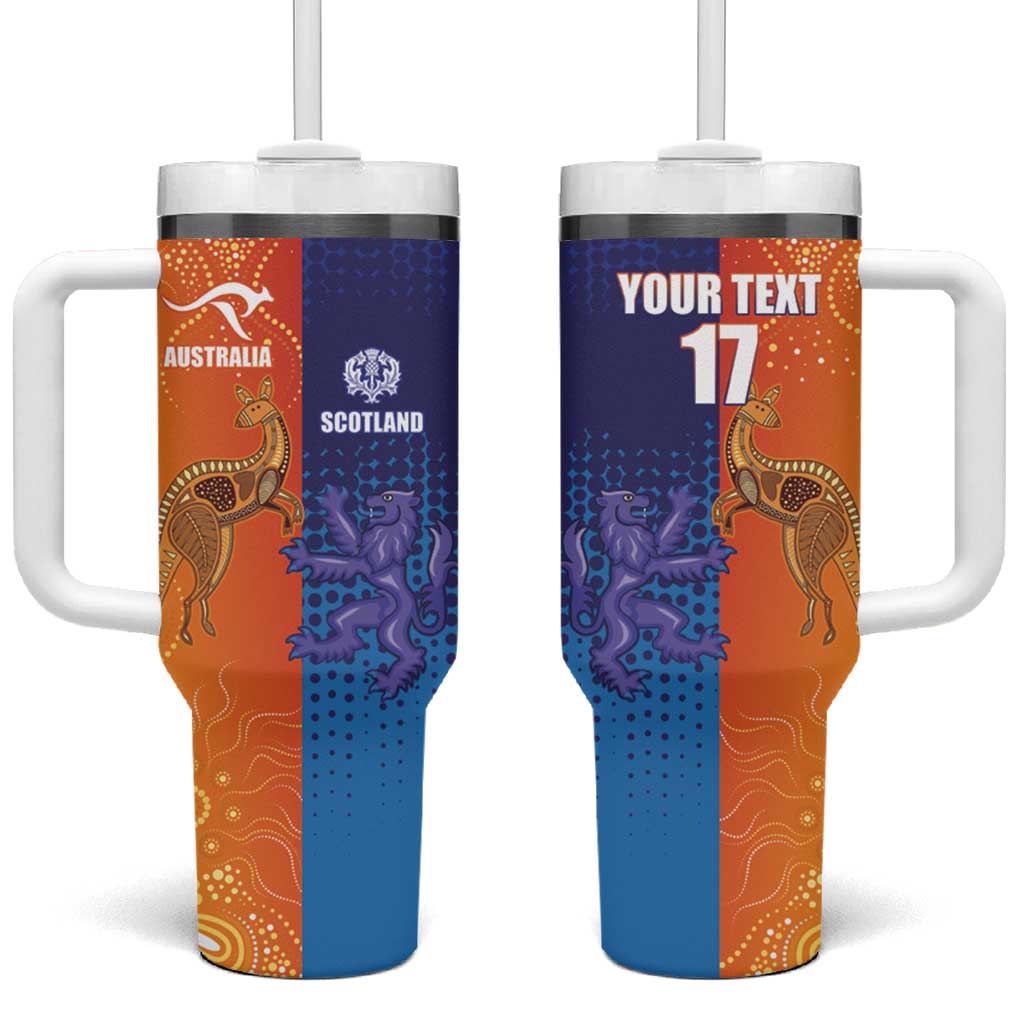 Custom Scotland and Australia Rugby Tumbler With Handle Wallabies Thistle Together