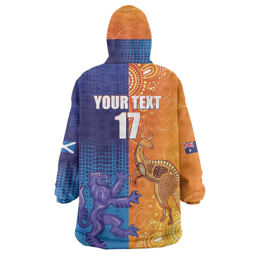Custom Scotland and Australia Rugby Wearable Blanket Hoodie Wallabies Thistle Together