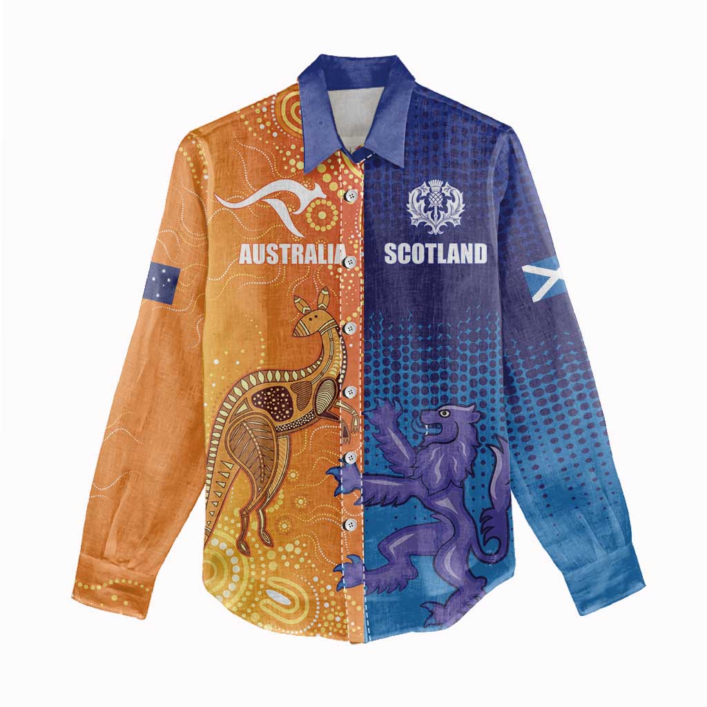 Custom Scotland and Australia Rugby Women Casual Shirt Wallabies Thistle Together