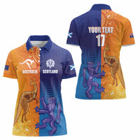Custom Scotland and Australia Rugby Women Polo Shirt Wallabies Thistle Together