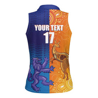 Custom Scotland and Australia Rugby Women Sleeveless Polo Shirt Wallabies Thistle Together