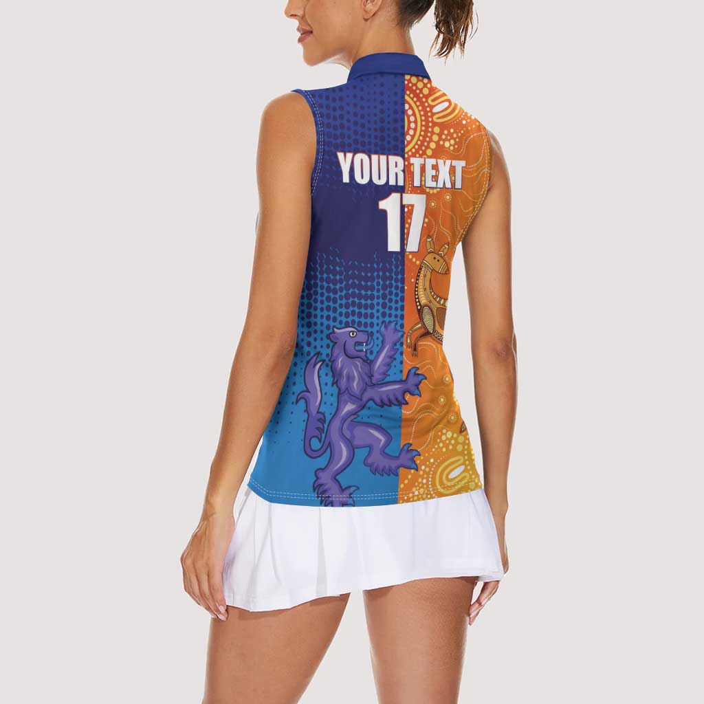 Custom Scotland and Australia Rugby Women Sleeveless Polo Shirt Wallabies Thistle Together