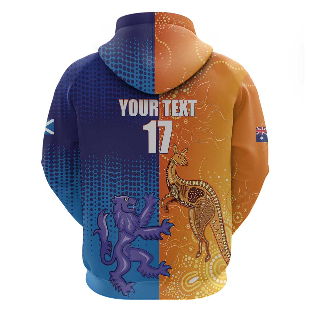 Custom Scotland and Australia Rugby Zip Hoodie Wallabies Thistle Together