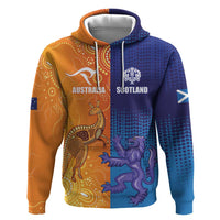 Custom Scotland and Australia Rugby Zip Hoodie Wallabies Thistle Together