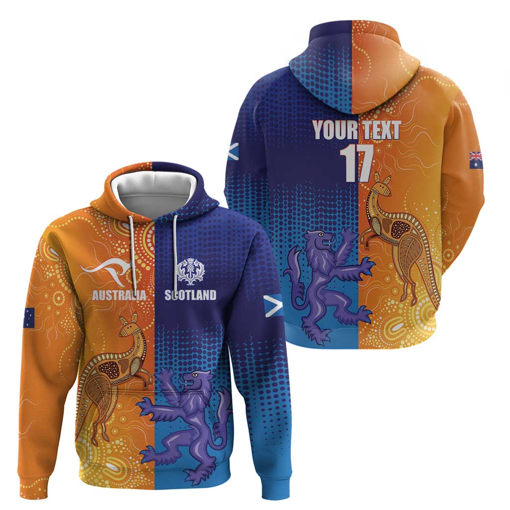 Custom Scotland and Australia Rugby Zip Hoodie Wallabies Thistle Together