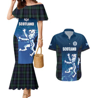 Custom Scotland Rugby Couples Matching Mermaid Dress and Hawaiian Shirt Go Scottish Thistle