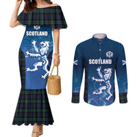 Custom Scotland Rugby Couples Matching Mermaid Dress and Long Sleeve Button Shirt Go Scottish Thistle