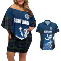 Custom Scotland Rugby Couples Matching Off Shoulder Short Dress and Hawaiian Shirt Go Scottish Thistle