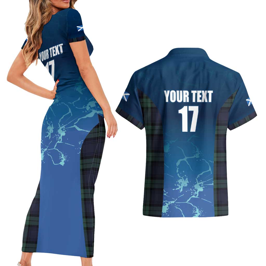 Custom Scotland Rugby Couples Matching Short Sleeve Bodycon Dress and Hawaiian Shirt Go Scottish Thistle