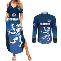 Custom Scotland Rugby Couples Matching Summer Maxi Dress and Long Sleeve Button Shirt Go Scottish Thistle