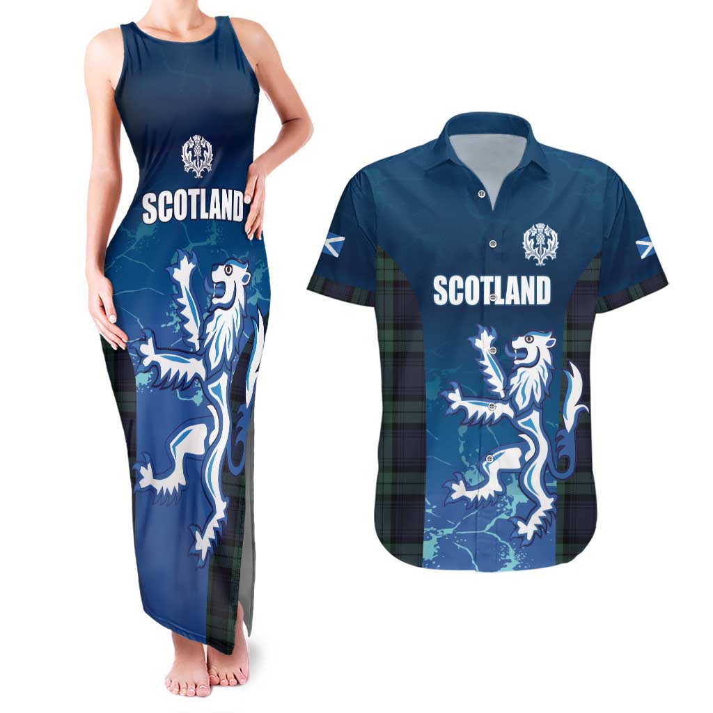 Custom Scotland Rugby Couples Matching Tank Maxi Dress and Hawaiian Shirt Go Scottish Thistle