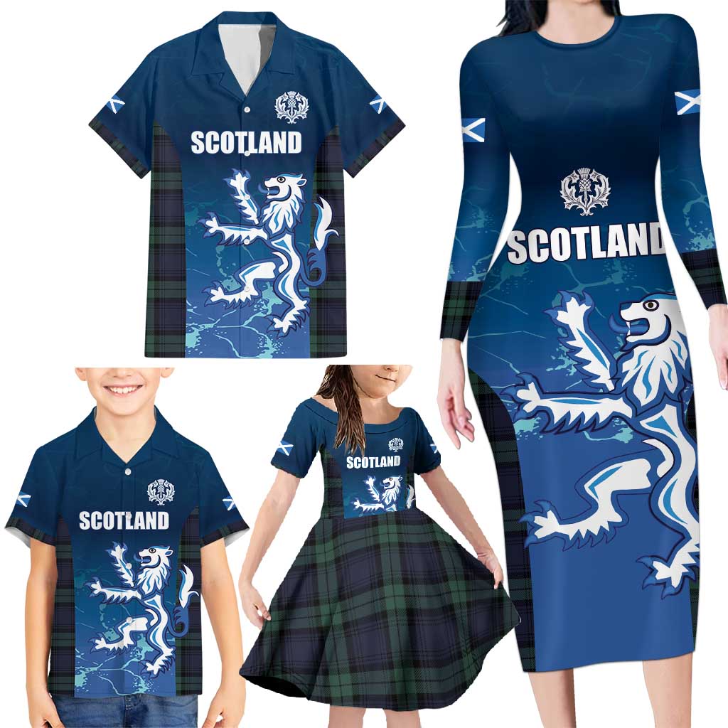 Custom Scotland Rugby Family Matching Long Sleeve Bodycon Dress and Hawaiian Shirt Go Scottish Thistle