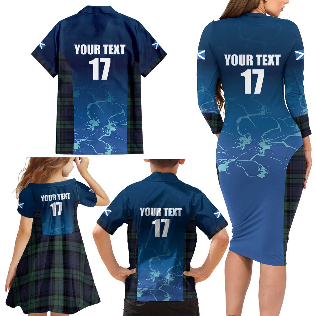 Custom Scotland Rugby Family Matching Long Sleeve Bodycon Dress and Hawaiian Shirt Go Scottish Thistle