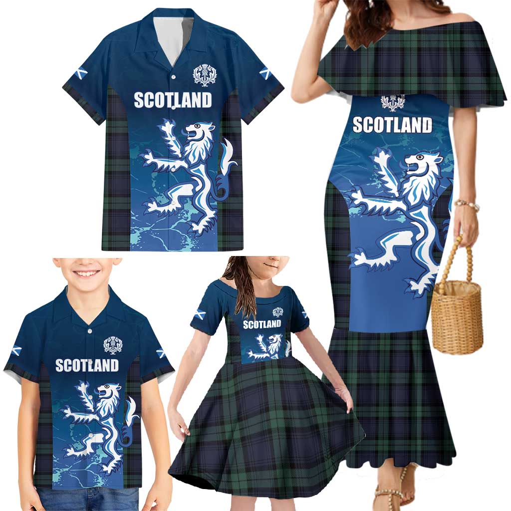 Custom Scotland Rugby Family Matching Mermaid Dress and Hawaiian Shirt Go Scottish Thistle