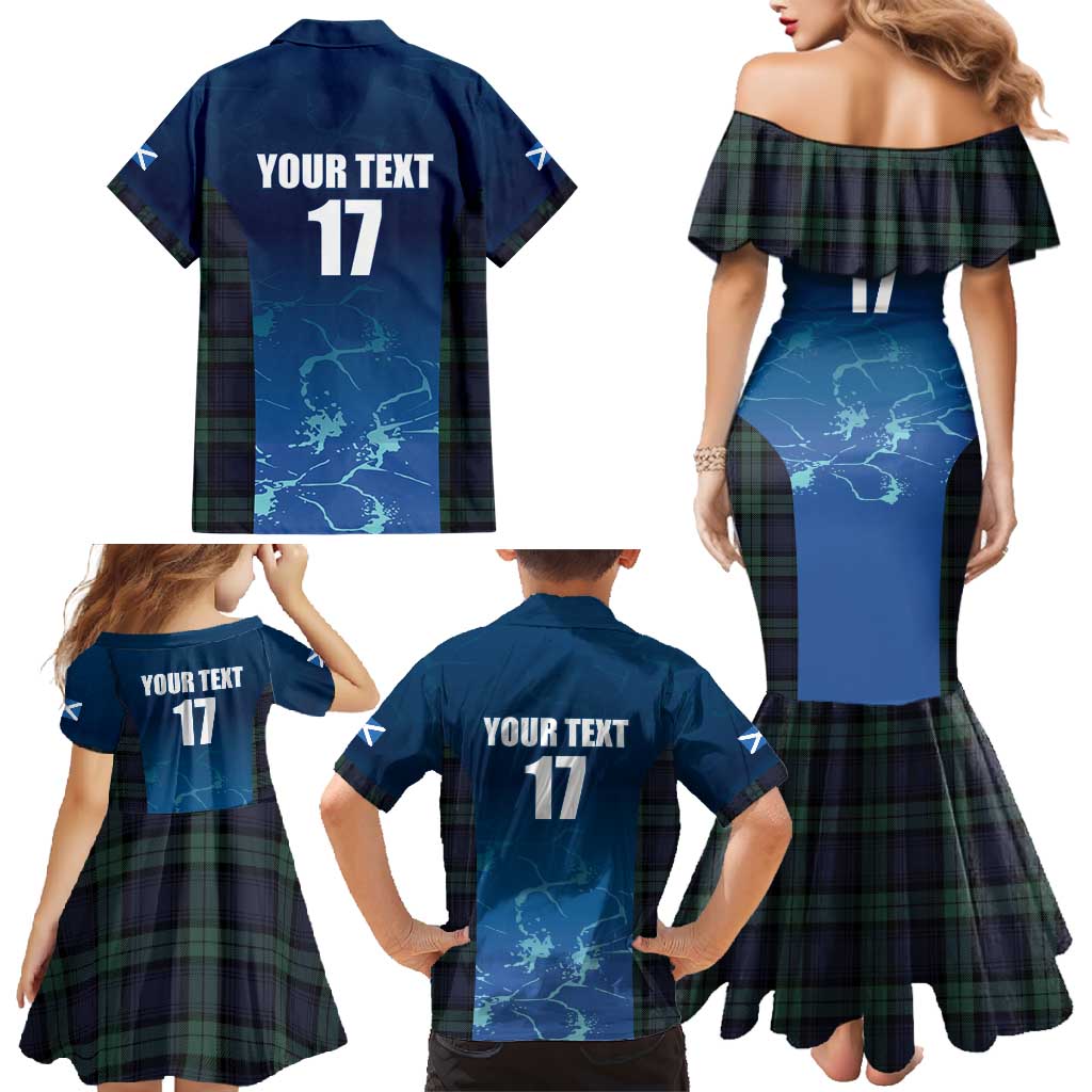 Custom Scotland Rugby Family Matching Mermaid Dress and Hawaiian Shirt Go Scottish Thistle