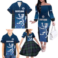 Custom Scotland Rugby Family Matching Off The Shoulder Long Sleeve Dress and Hawaiian Shirt Go Scottish Thistle