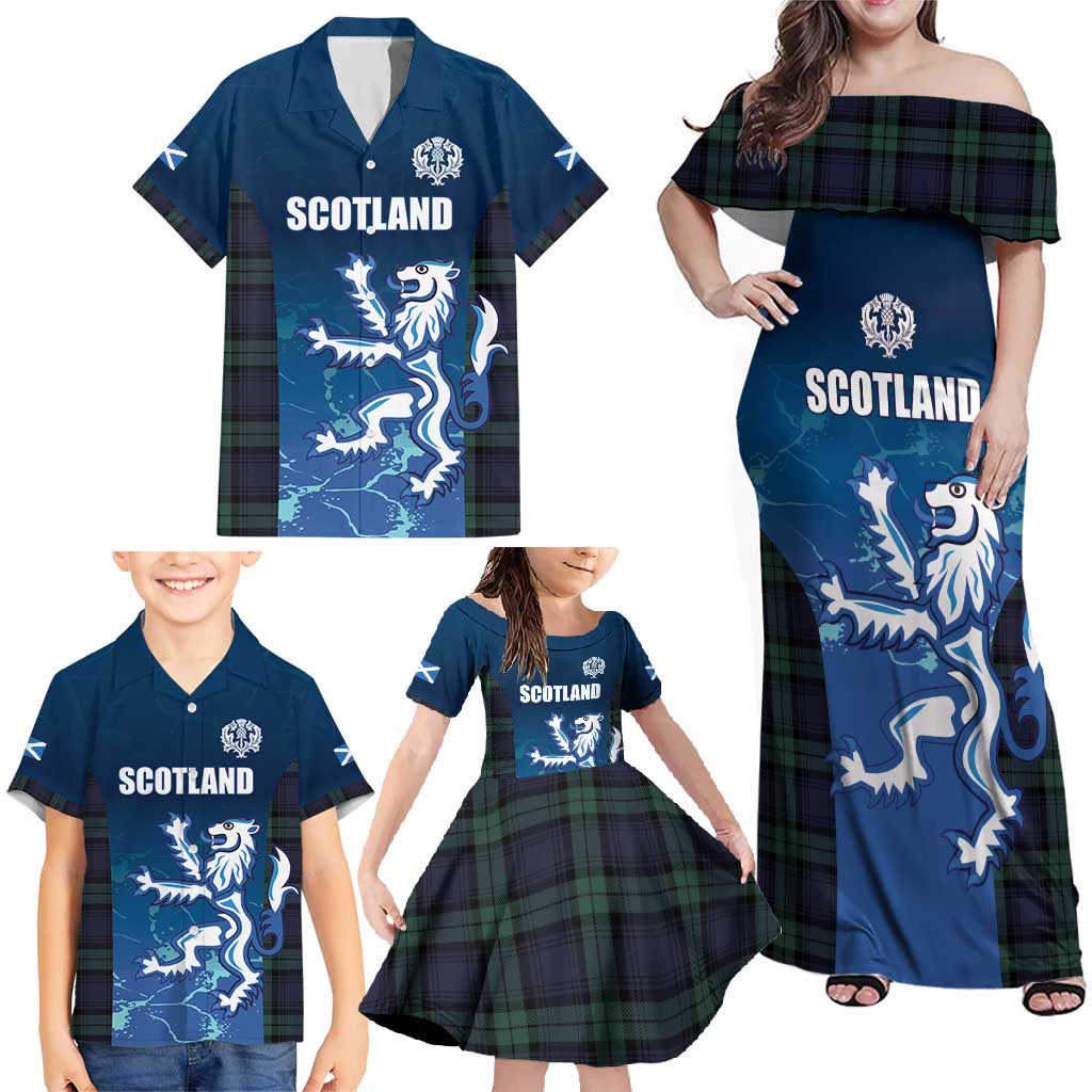 Custom Scotland Rugby Family Matching Off Shoulder Maxi Dress and Hawaiian Shirt Go Scottish Thistle