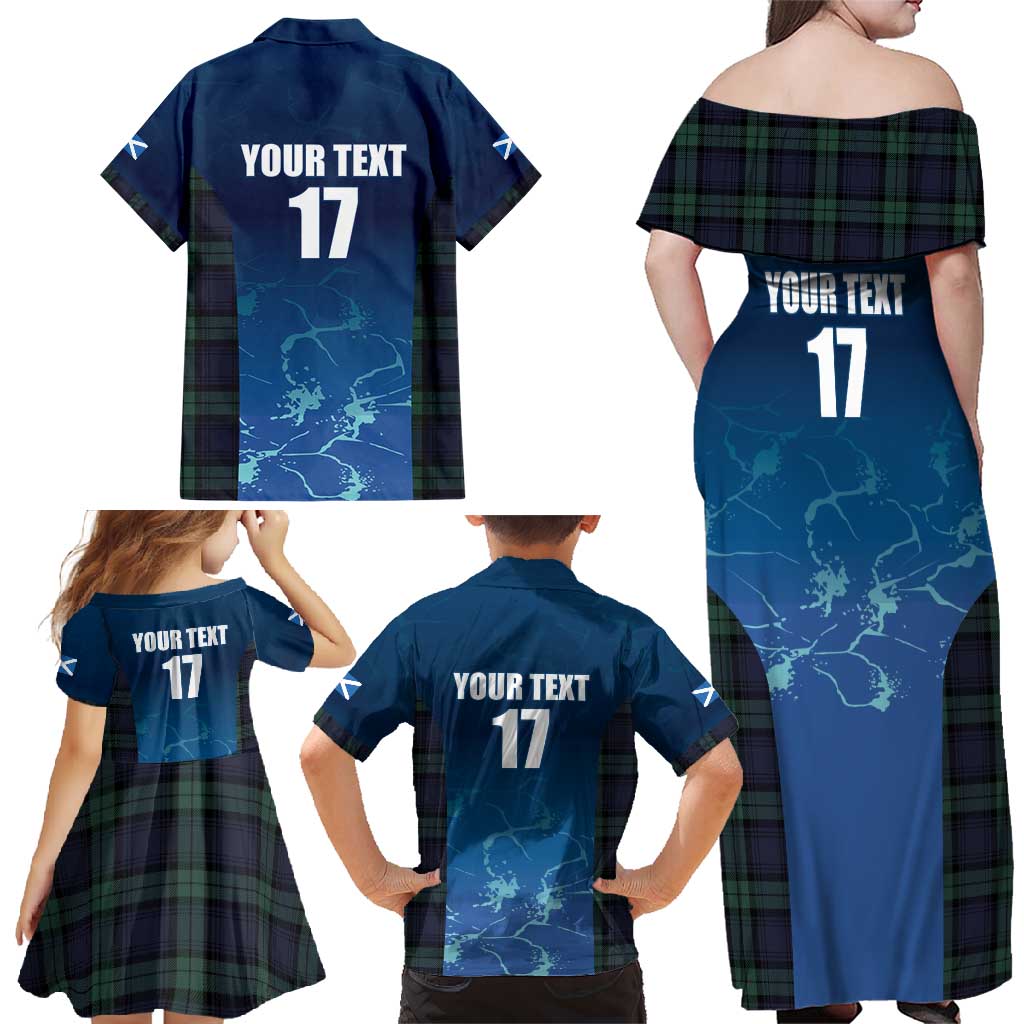 Custom Scotland Rugby Family Matching Off Shoulder Maxi Dress and Hawaiian Shirt Go Scottish Thistle