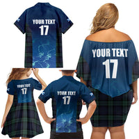 Custom Scotland Rugby Family Matching Off Shoulder Short Dress and Hawaiian Shirt Go Scottish Thistle