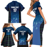 Custom Scotland Rugby Family Matching Short Sleeve Bodycon Dress and Hawaiian Shirt Go Scottish Thistle