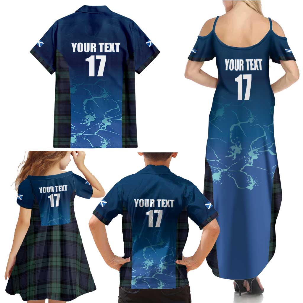 Custom Scotland Rugby Family Matching Summer Maxi Dress and Hawaiian Shirt Go Scottish Thistle