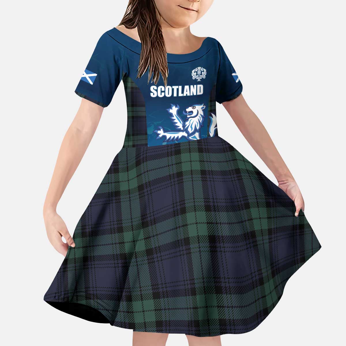Custom Scotland Rugby Kid Short Sleeve Dress Go Scottish Thistle