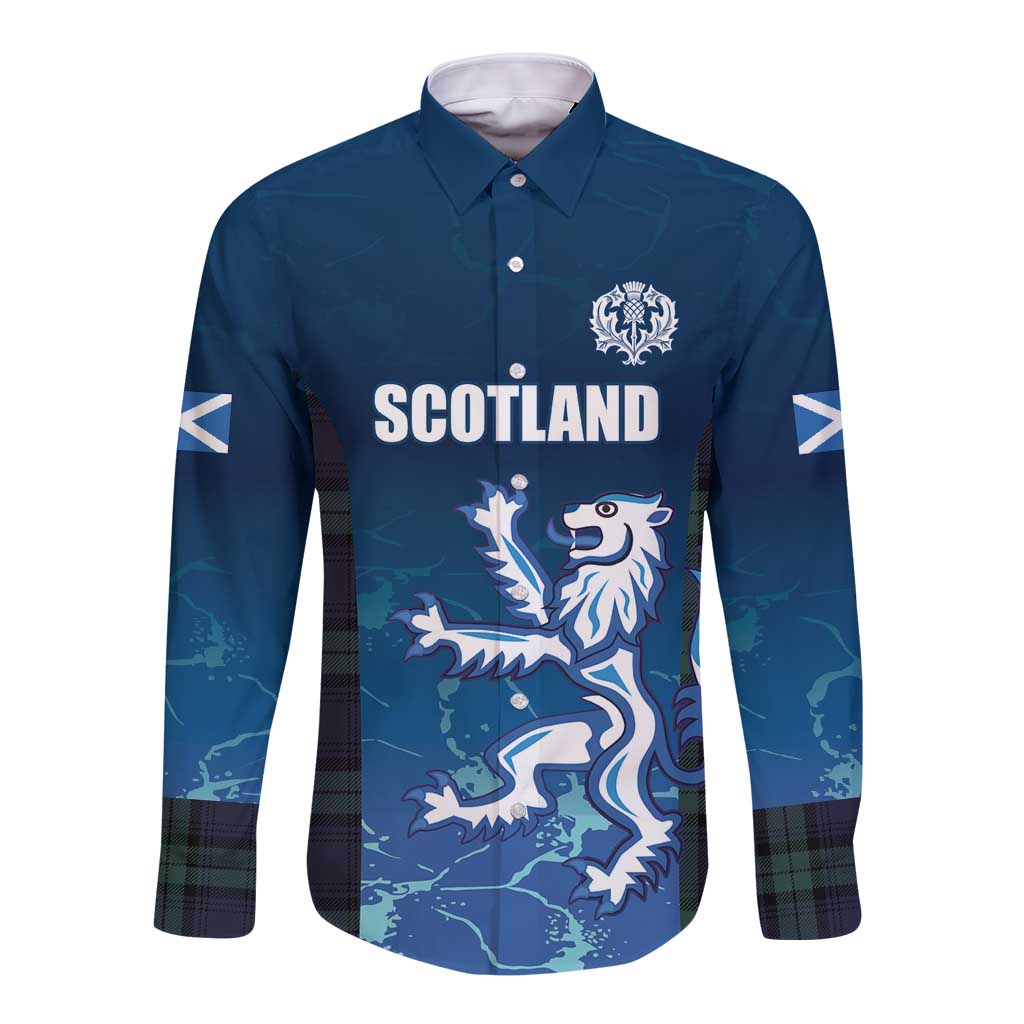 Custom Scotland Rugby Long Sleeve Button Shirt Go Scottish Thistle