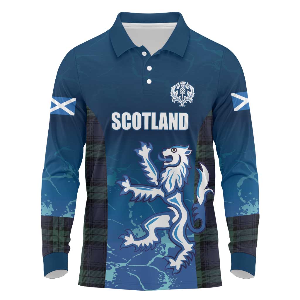 Custom Scotland Rugby Long Sleeve Polo Shirt Go Scottish Thistle