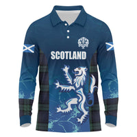 Custom Scotland Rugby Long Sleeve Polo Shirt Go Scottish Thistle