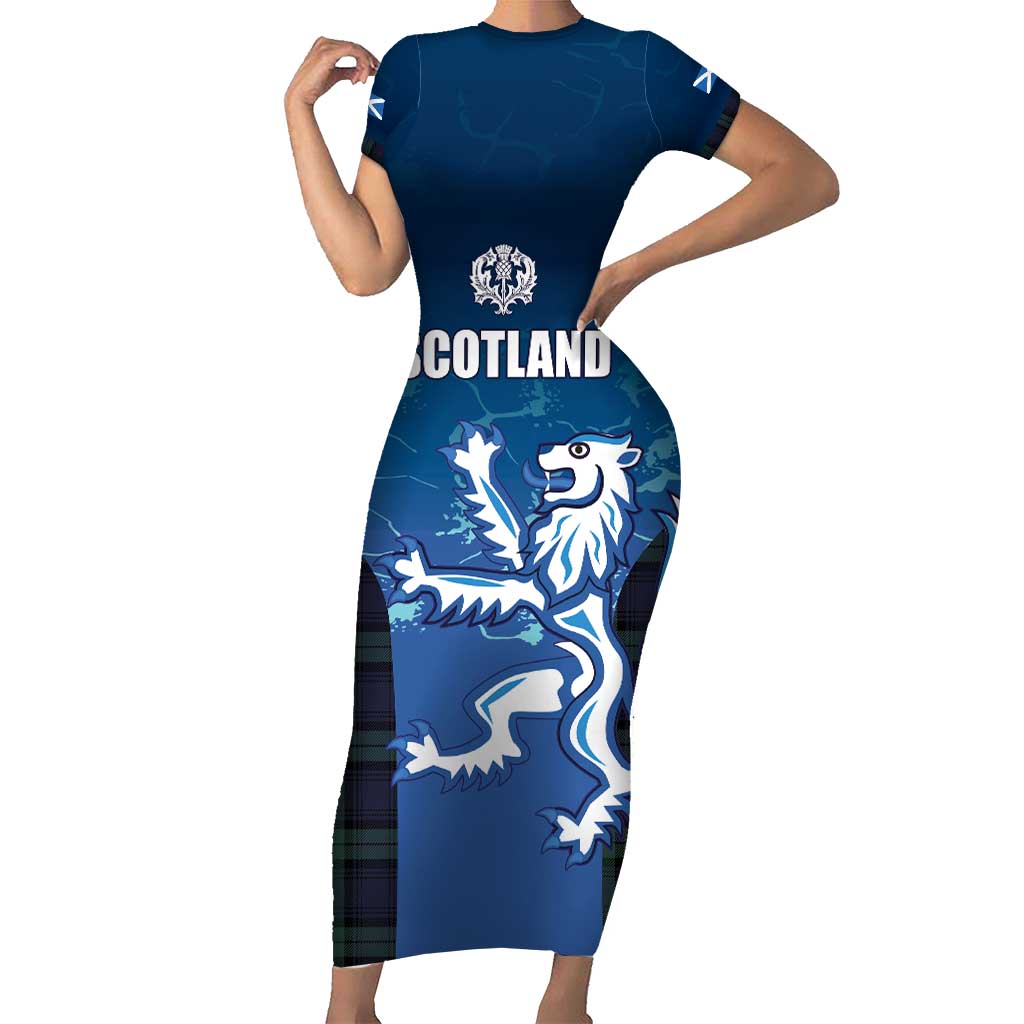 Custom Scotland Rugby Short Sleeve Bodycon Dress Go Scottish Thistle