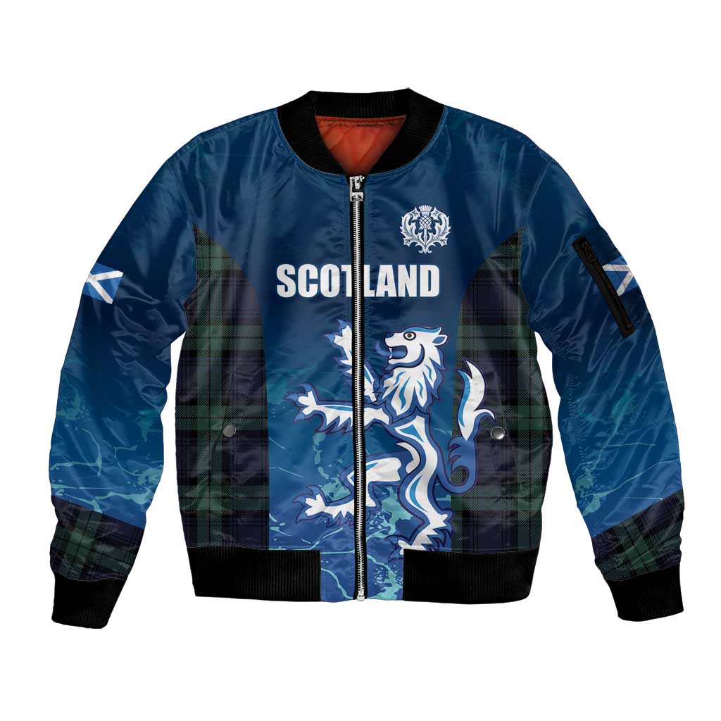 Custom Scotland Rugby Sleeve Zip Bomber Jacket Go Scottish Thistle