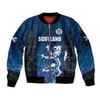 Custom Scotland Rugby Sleeve Zip Bomber Jacket Go Scottish Thistle