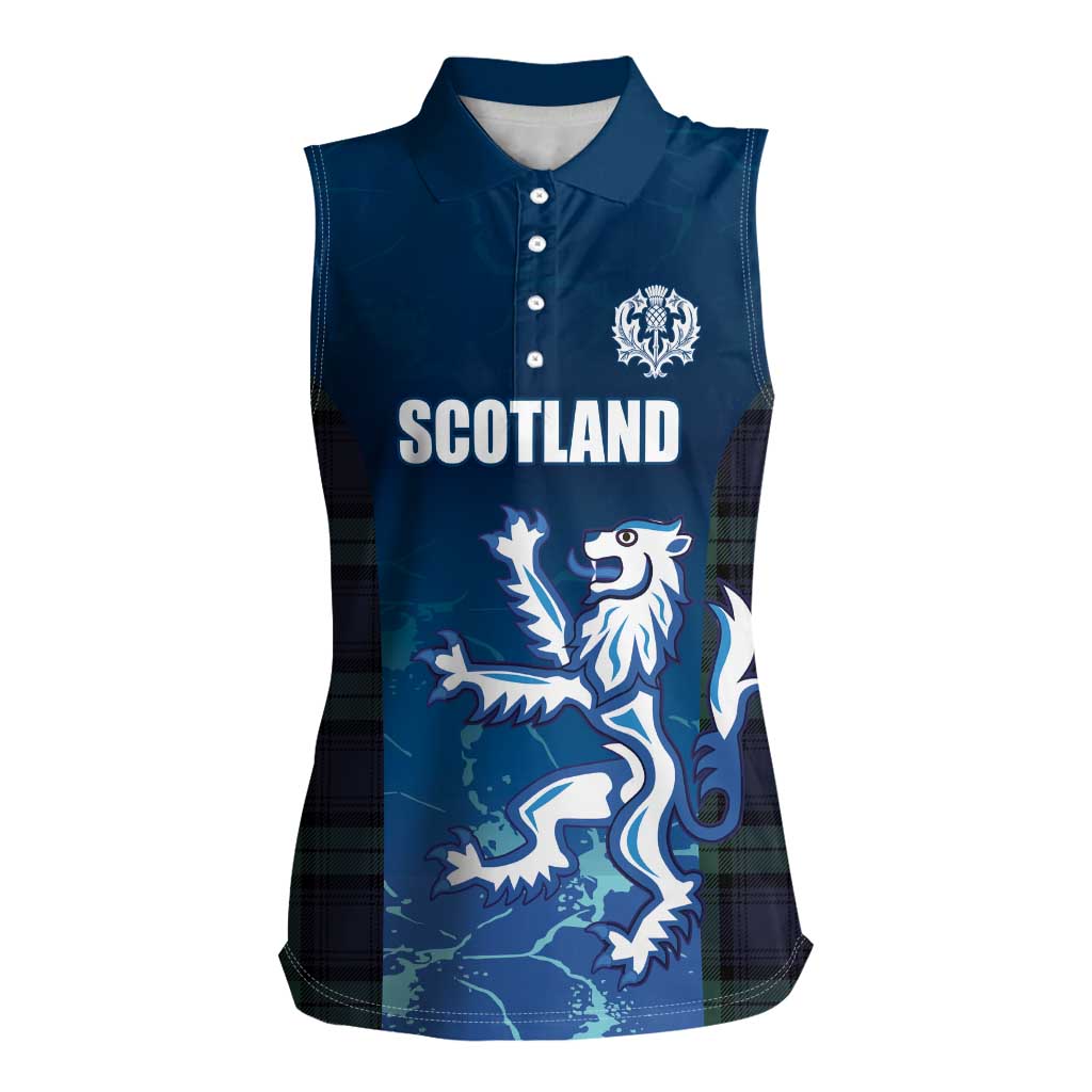 Custom Scotland Rugby Women Sleeveless Polo Shirt Go Scottish Thistle