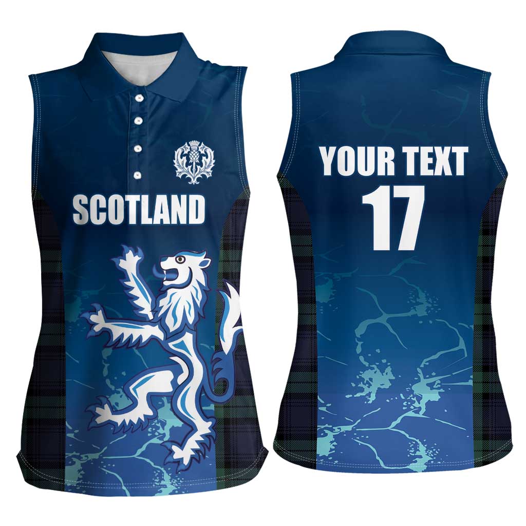 Custom Scotland Rugby Women Sleeveless Polo Shirt Go Scottish Thistle