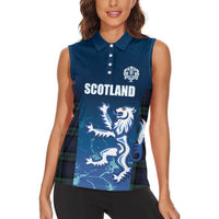 Custom Scotland Rugby Women Sleeveless Polo Shirt Go Scottish Thistle