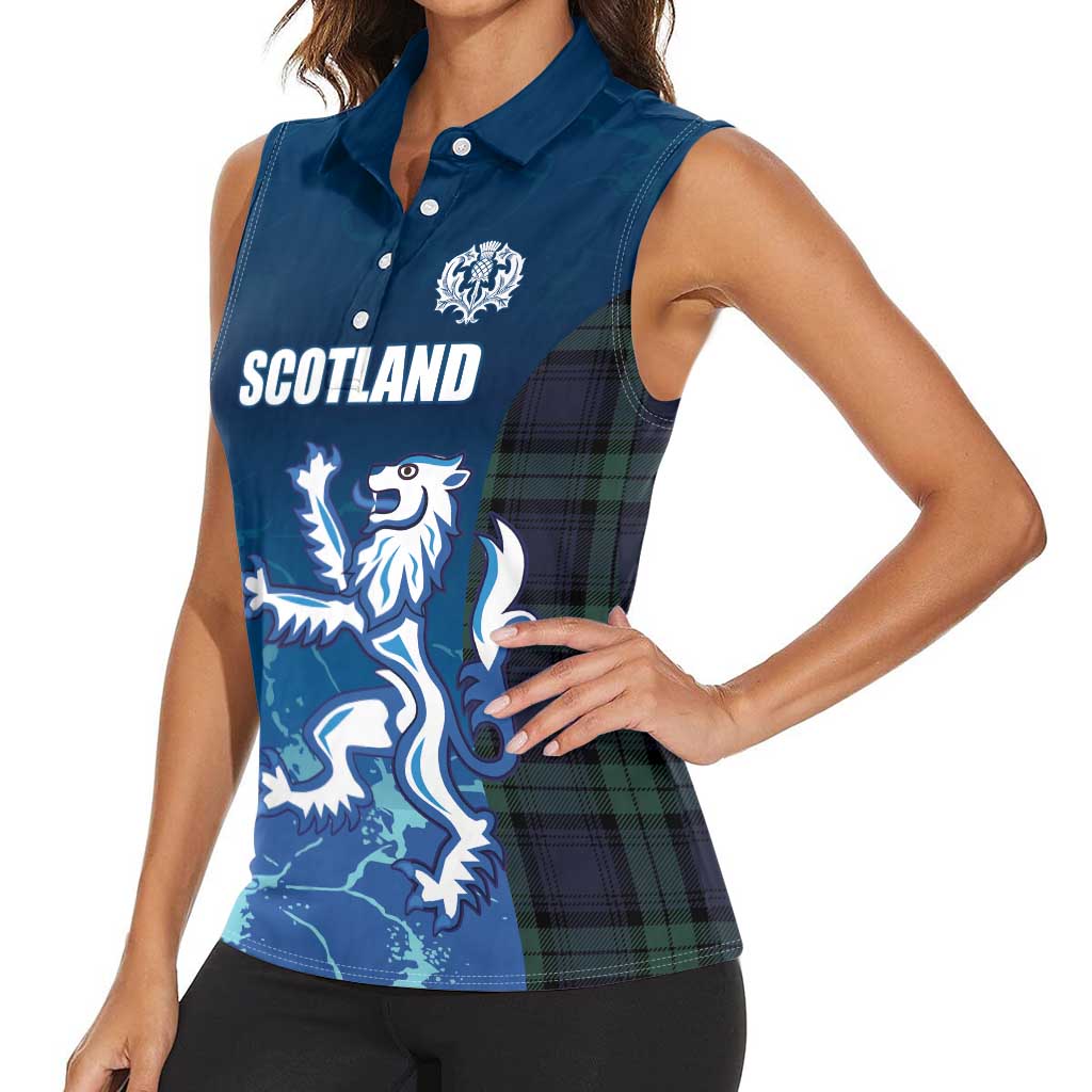 Custom Scotland Rugby Women Sleeveless Polo Shirt Go Scottish Thistle