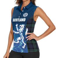 Custom Scotland Rugby Women Sleeveless Polo Shirt Go Scottish Thistle